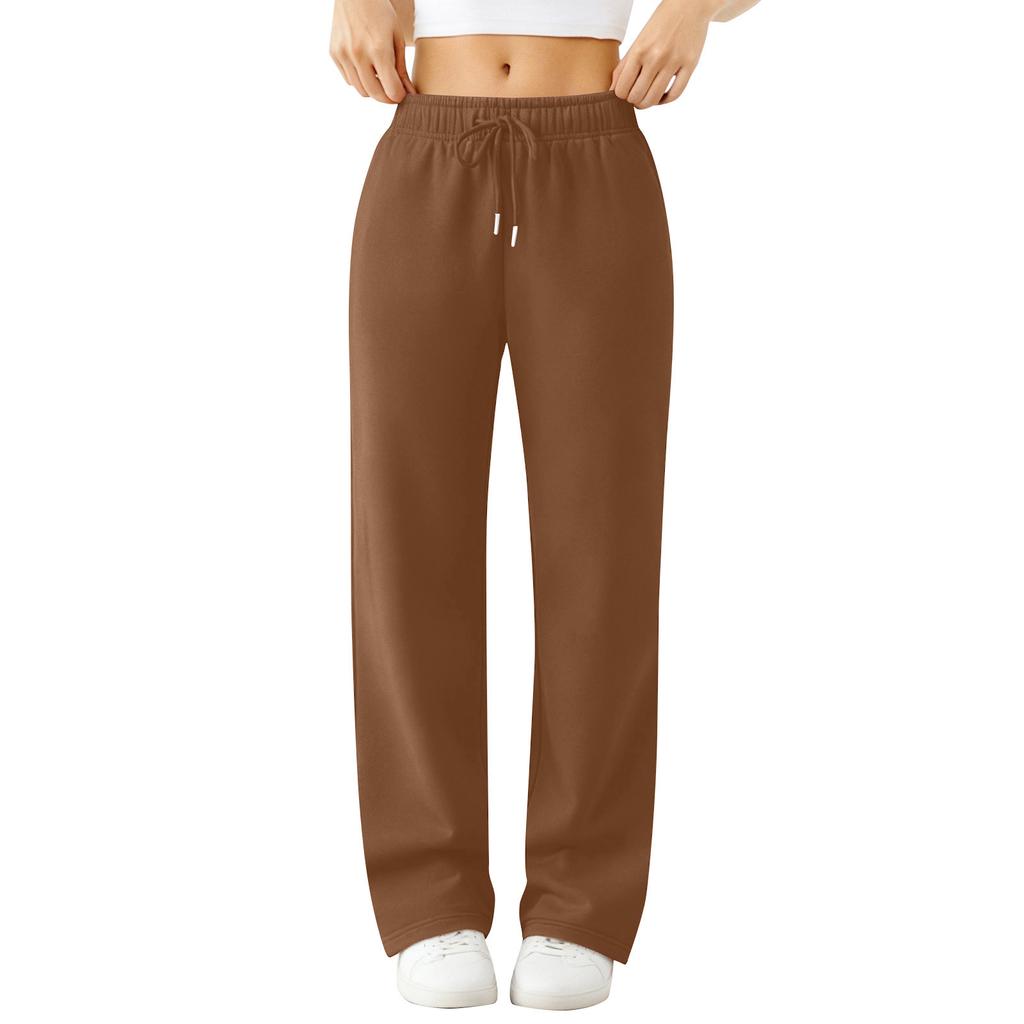 Women's Wide Leg Track Pants Lined Loose Straight Casual Pants Sports Jogger Pants With Pockets