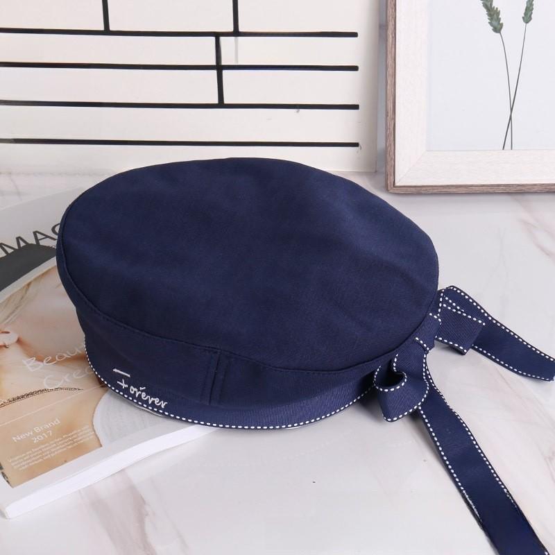

Uniform Bowknot Beret Hat For Spring Summer Breathable Cotton Girl Fashion