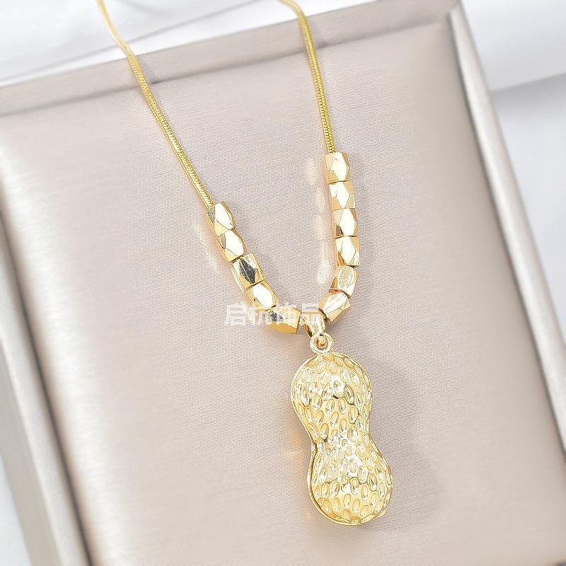 Lucky Peanut Necklace Women'S Chinese Style Retro Trend Versatile Zircon Pearl Pendant Jewelry