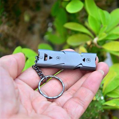 Survival Whistle, Double-barreled Sonic Whistle, Outdoor Rescue Whistle, Stainless Steel High-frequency Earthquake Life-saving W