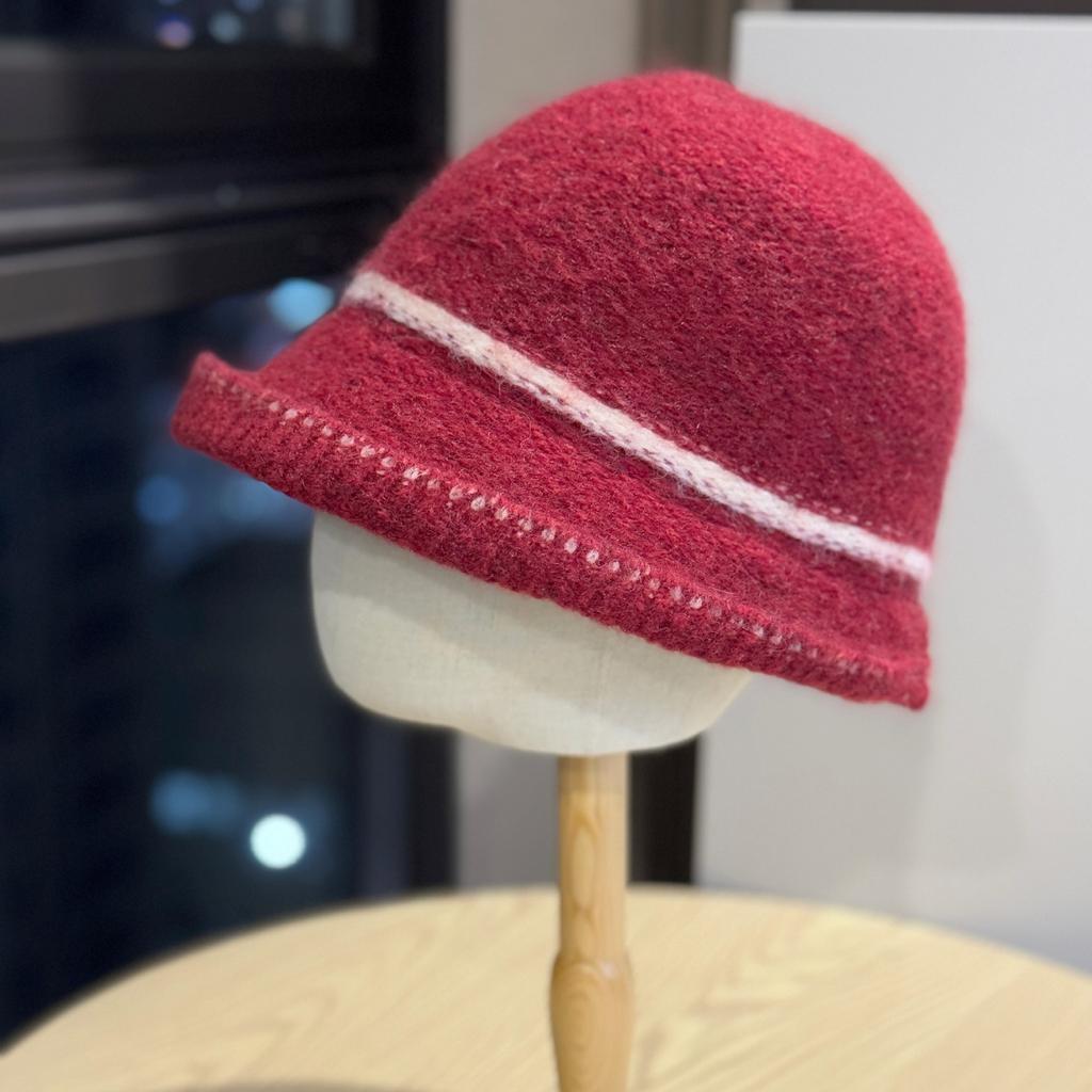 New Autumn and Winter Big Head Hat Women's Bucket Hat Women's Winter Warm and Face Showing Small Basin Hat Solid Color Striped Fisherman Hat