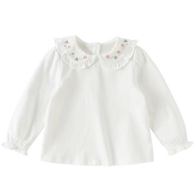Dave & Bella Girls' Embroidered Lapel Cotton Tee