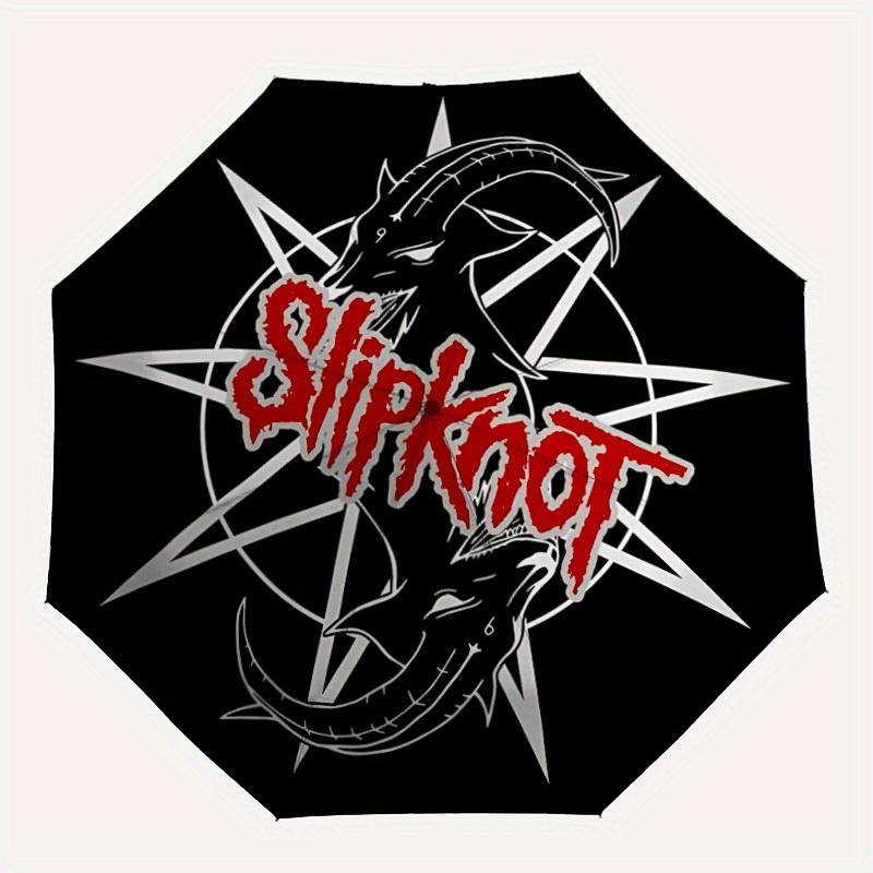 

1pc Slipknot Band Logo Automatic Umbrella - 8-Rib Foldable Design, Outdoor Adventures, Durable Canopy Material yy250827198