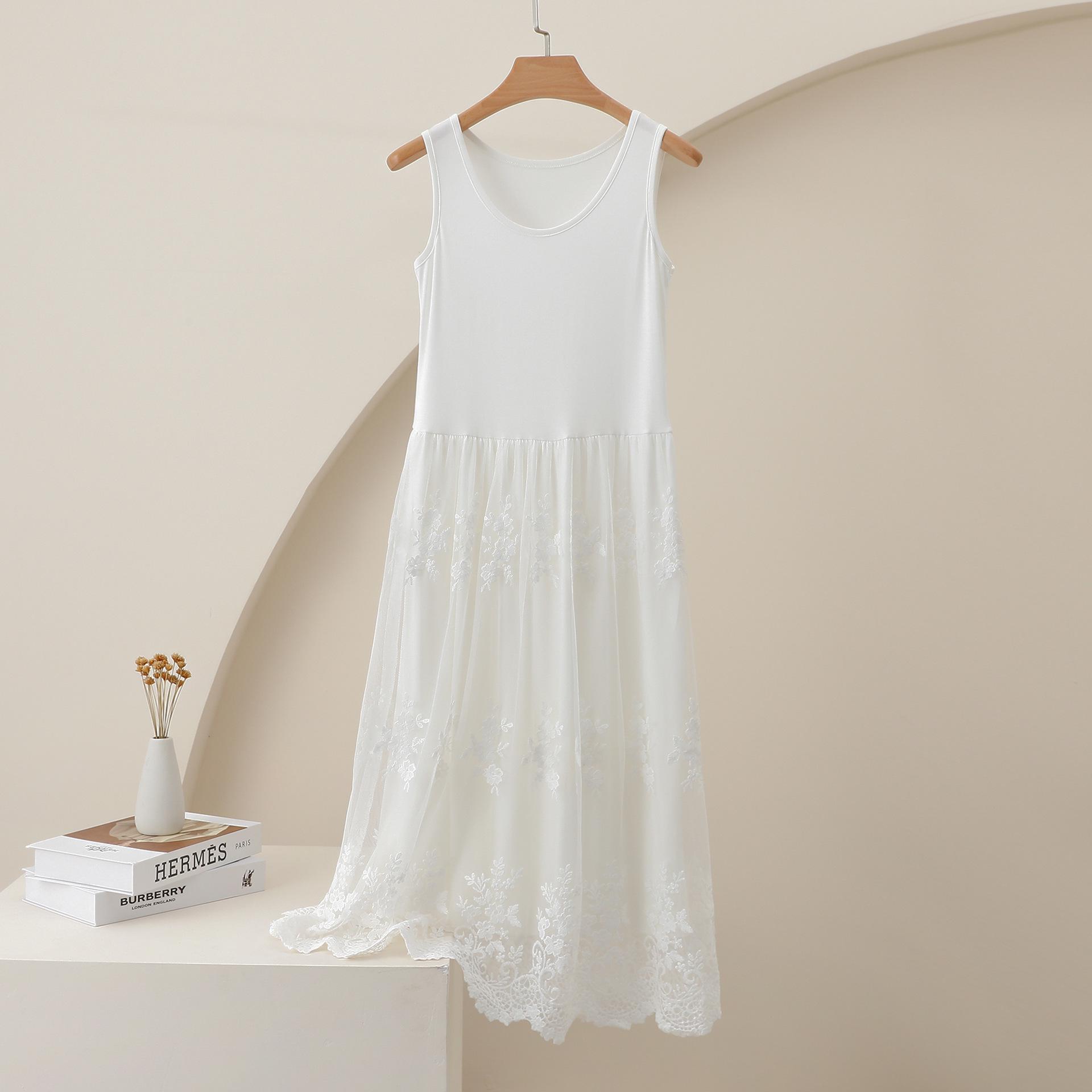 

Свежий стиль Платье-жилет с высокой талией, облегающее, с кружевной вышивкой One Size