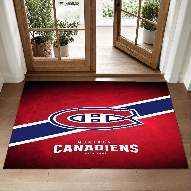 Montreal Canadiens Design Crystal Velvet Rug Soft Decorative Mat for Bedroom Entrance