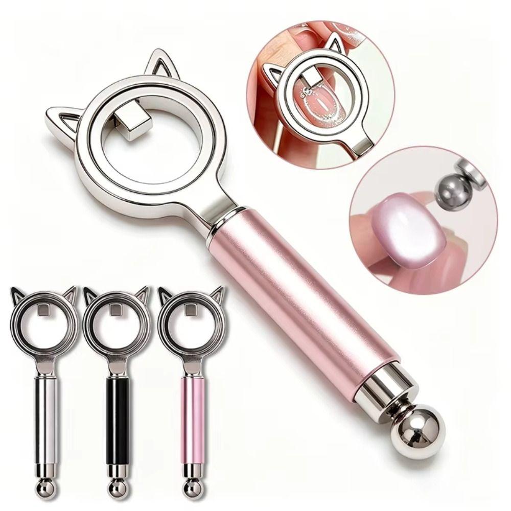 2IN1 Magnetic Nail Art Tool Non-slip Handle Hollow Cat Eye Magnet  Home Use