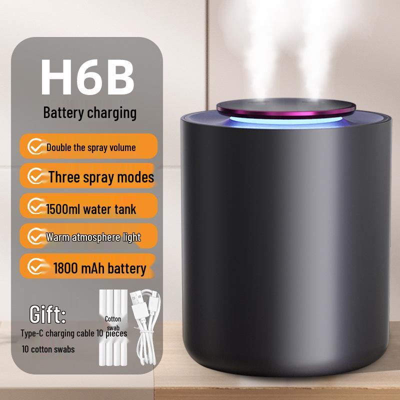 Compact USB Dual-Spray Humidifier for Home, Office, or Dorm - Mist & Aromatherapy Diffuser.