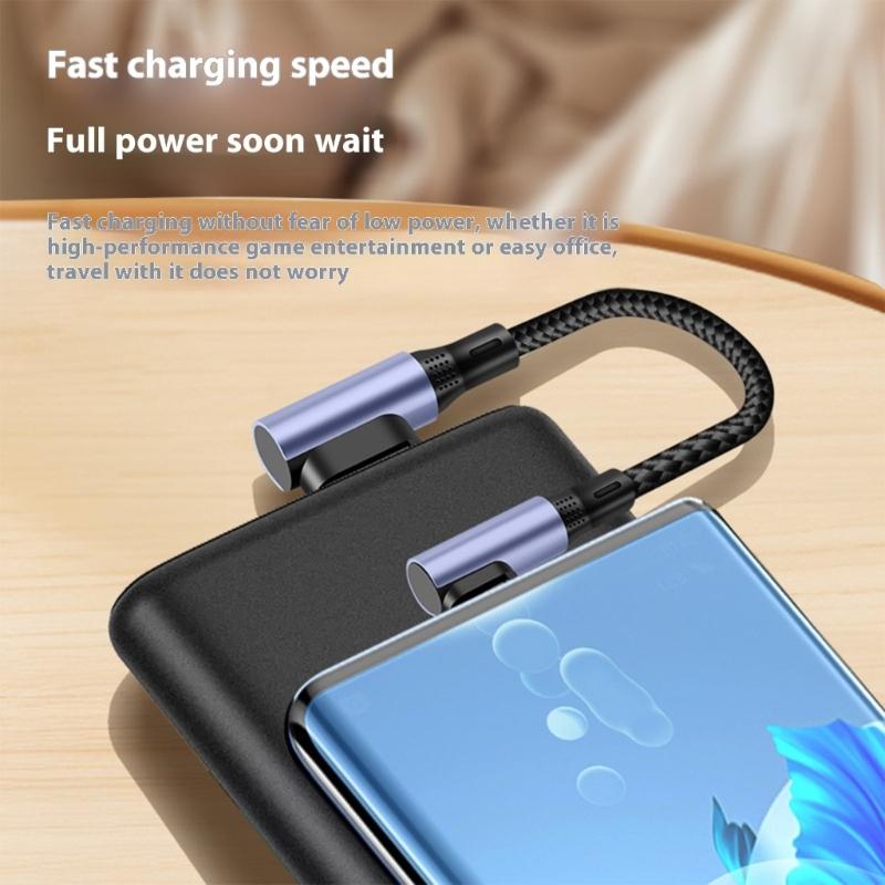 Nylon geflochtenes kurzes USB C Ladekabel 90 Grad gewinkeltes Design Kompakte 15/30cm Länge Ladekabel für USB C Geräte