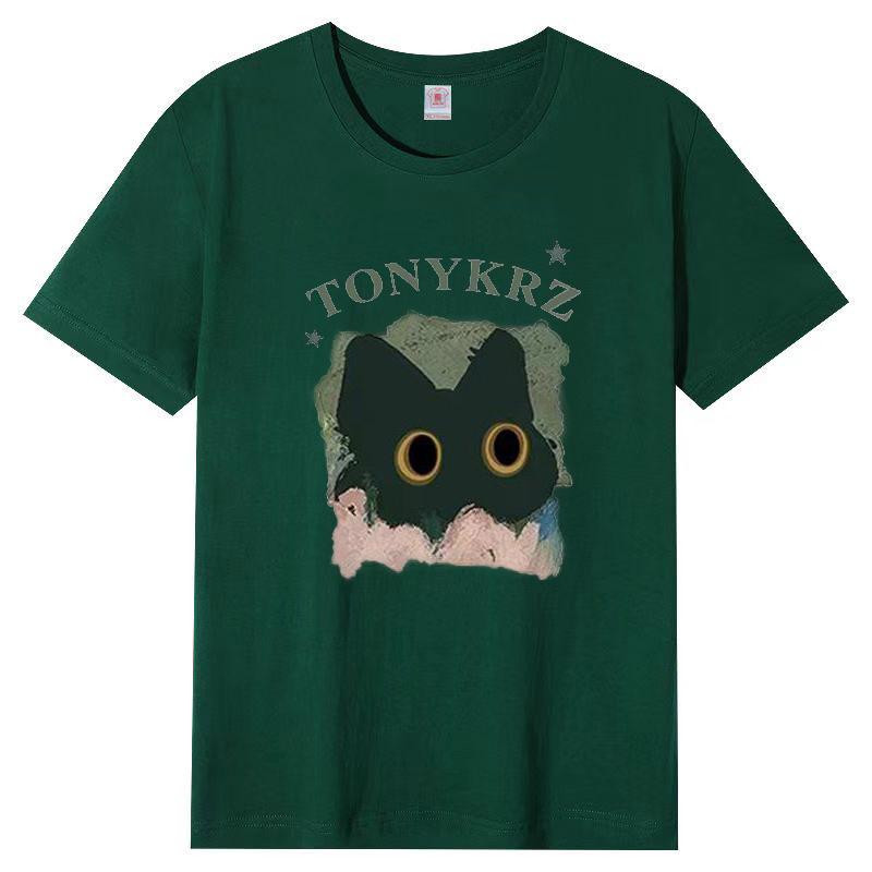 

Женская летняя популярная футболка с короткими рукавами из хлопка, дышащая, свободная футболка с принтом, повседневная 3XL