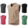 Gilet Cardigan Senza Maniche in Maglia Casual da Uomo con Scollo a V