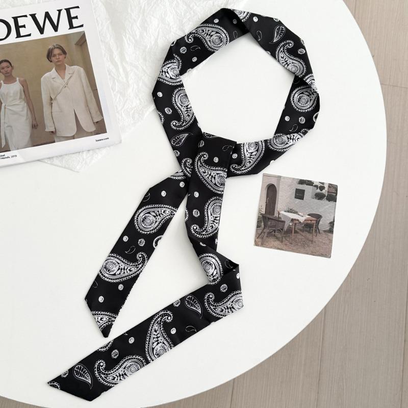 Cashew Flower Silk Scarf Long Strip New Multi-functional Double-layer Strap Neck Small Scarf Streamer Belt Braided Hair Belt