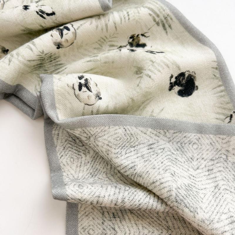 New double-sided heterochrome silk wool scarf women's high-end long silk hair scarf fashion atmosphere streamer