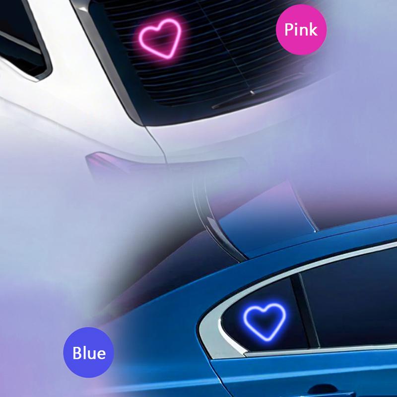 SEAMETAL LED Car Window Ambient Lamp Solar Energy Wiring Free Glowing Heart Atmosphere Neon Light Car Interior Decoration Accessories