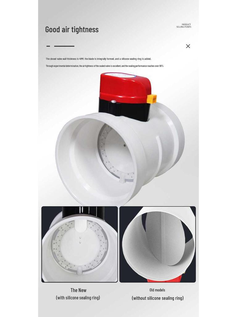 PVC elektrický vzduchotěsný motýlkový ventil se silikonovým těsněním a regulací objemu vzduchu
