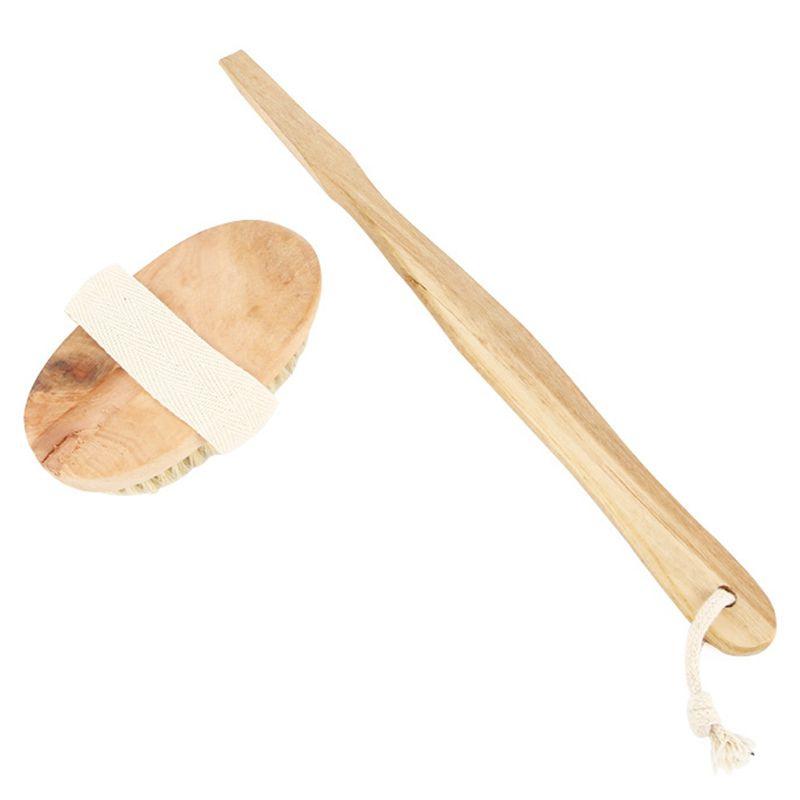 

Shower Back Scrubber Brush Scrub Bath Body Wood Long Handled Cleaning Natural