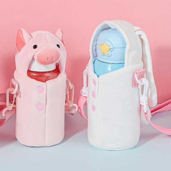 Water Cup Cover with Adjustable Shoulder Strap Water Bottle Rabbit Carrier Bag for Outdoor