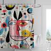 Morandi Colorful Abstract Plant Figure Shower Curtain Waterproof Mildew-proof Nordic Style Bathroom Decorative Shower Curtain