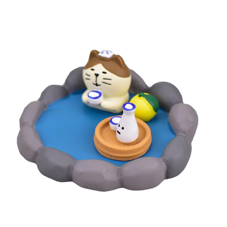 Japanese Zakka Milk Carton Hot Spring Cat Mini Resin Ornament for Miniature Photography