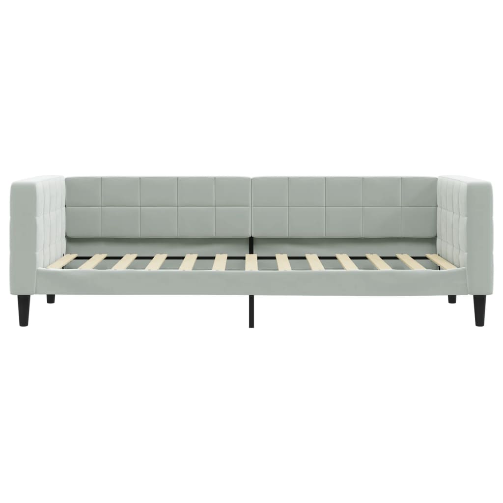 2 In 1 Pull Out Daybed with Drawers Light Grey 80x200 Cm Velvet