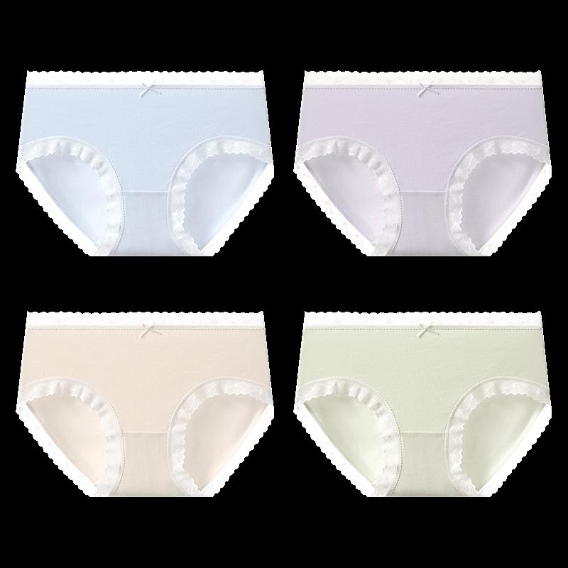 Fenteng Women's 95% Cotton Antibacterial Lace Underwear 4-Pack