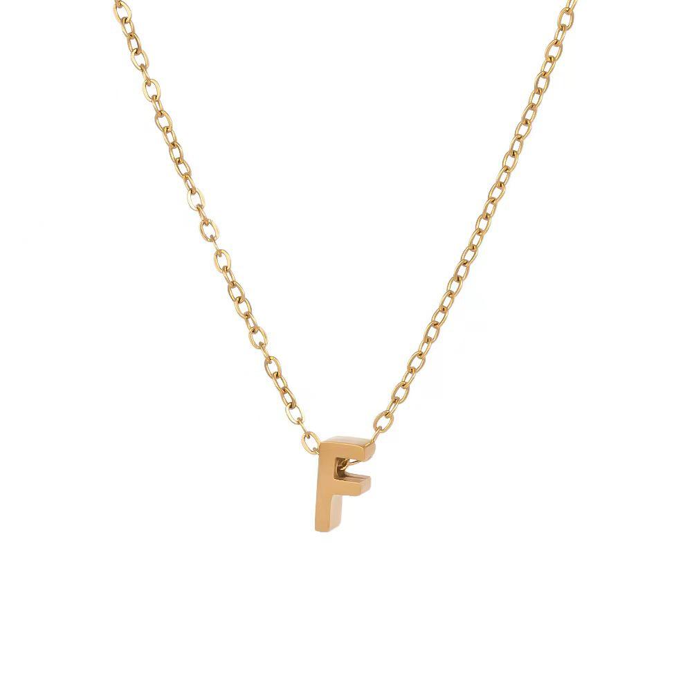 Elegant 18K Gold Titanium Letter Pendant Necklace - Durable and Versatile Clavicle Chain