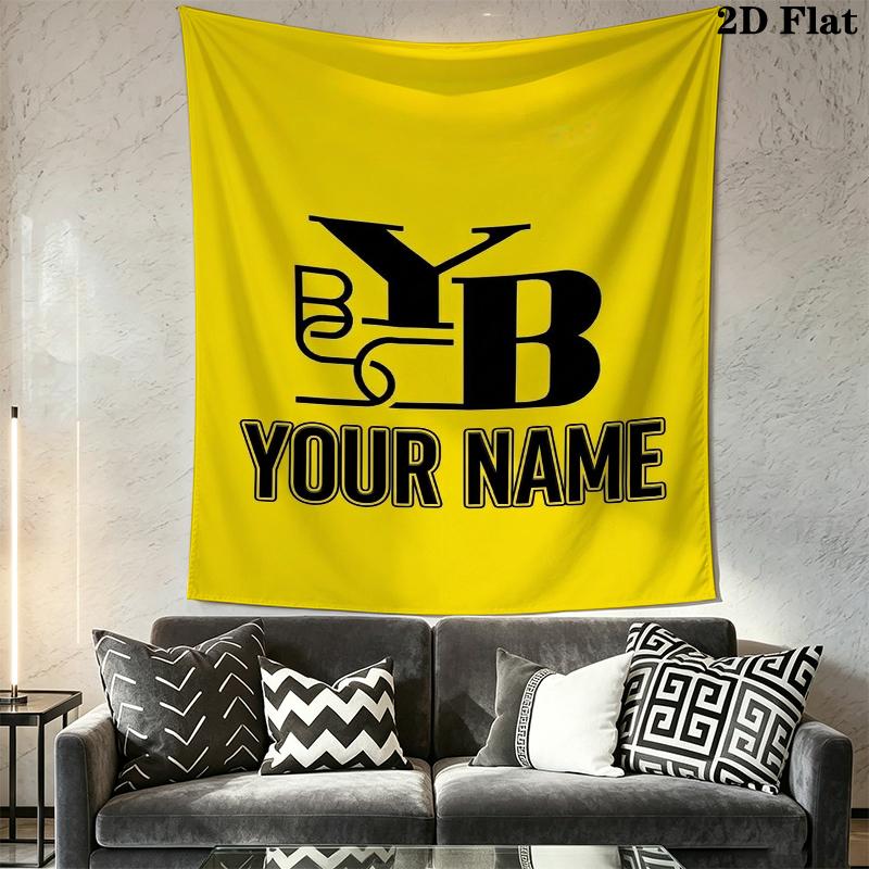 Custom Name BSC Young Wall Tapestry Aesthetic Wall Hanging Printed Fabric Blanket Decorative Tapestries for Bedroom Living Room Home Decor