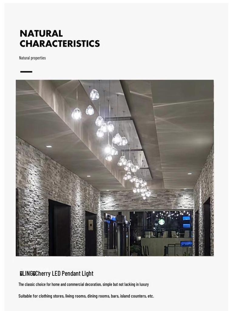 American Cherry Crystal Glass Stair Chandelier: Creative Meteor Shower Light for Hotel Lobby