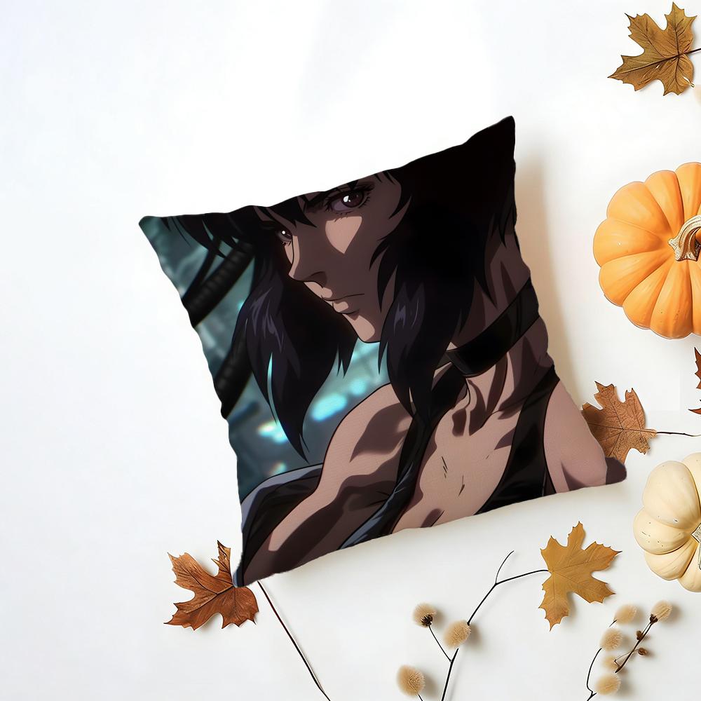 GGhost in the Shell Cushion Cover Washable Linen Pillowcase Soft for Daily Sofa Bed Home Room Decor