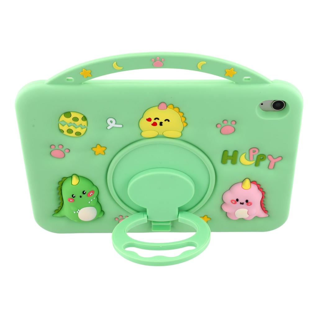 For iPad (2025)/iPad 10.9 (2022) Silicone Case Rotating Kickstand Hand Grip Cute Tablet Cover