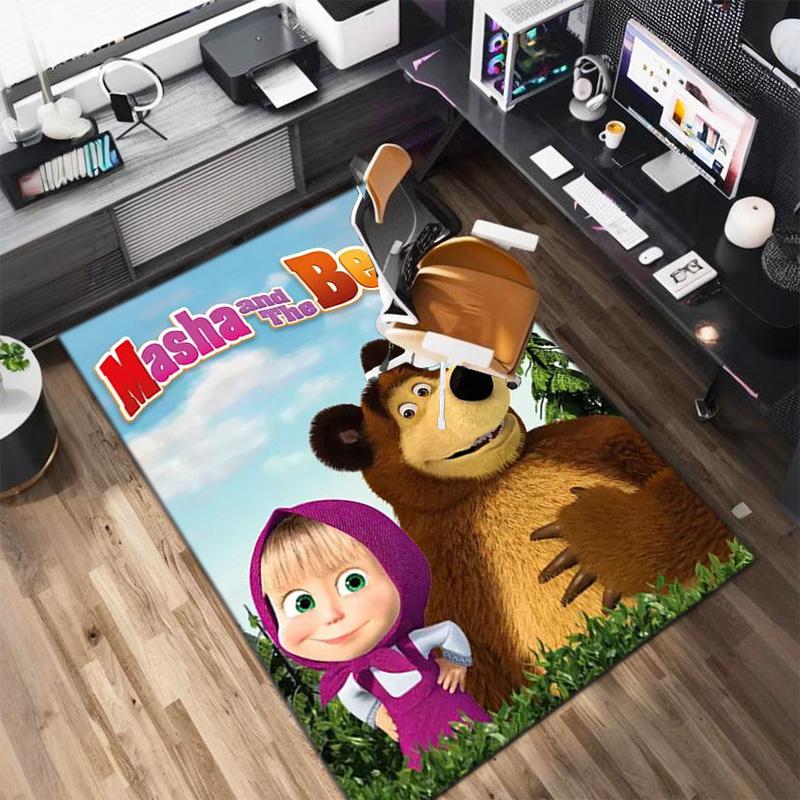 Russian animation Masha and the Bear Fairy Tale Cartoon Carpet Soft Home Living Room Bedroom Door Mat Outdoor Picnic Ground Mat rug T4