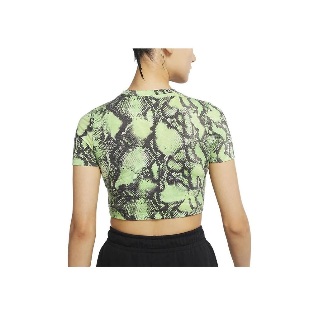 Nike Snake Print Short Sleeve Fitted Logo T-Shirt Women Tops Green DV3318-362