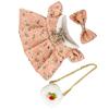 Girl Doll Clothes Accessories with Shoes Bow Bag for 20cm Dolls Floral Print Cute Girl Doll Clothing