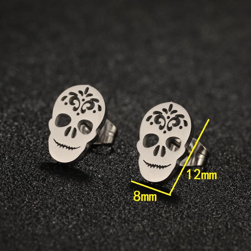 Cute Cartoon Black Minimalist Earrings Stud For Women Stainless Steel Monster Ghost Gothic Halloween Earrings Zircon Gifts