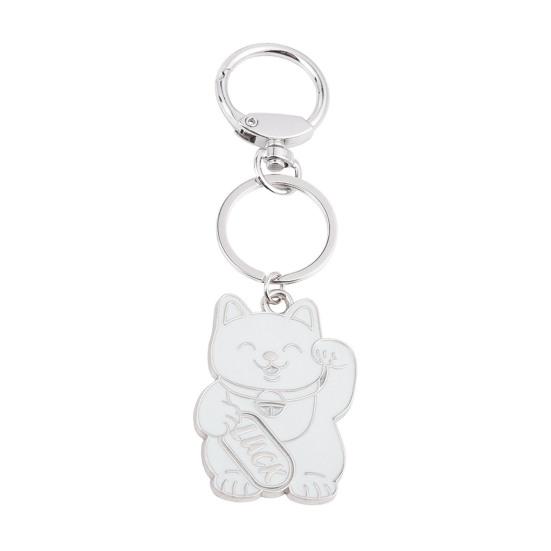 Keychain Pendant Good Key Holder Ring Small Luck Cat Charm with Metal Zinc