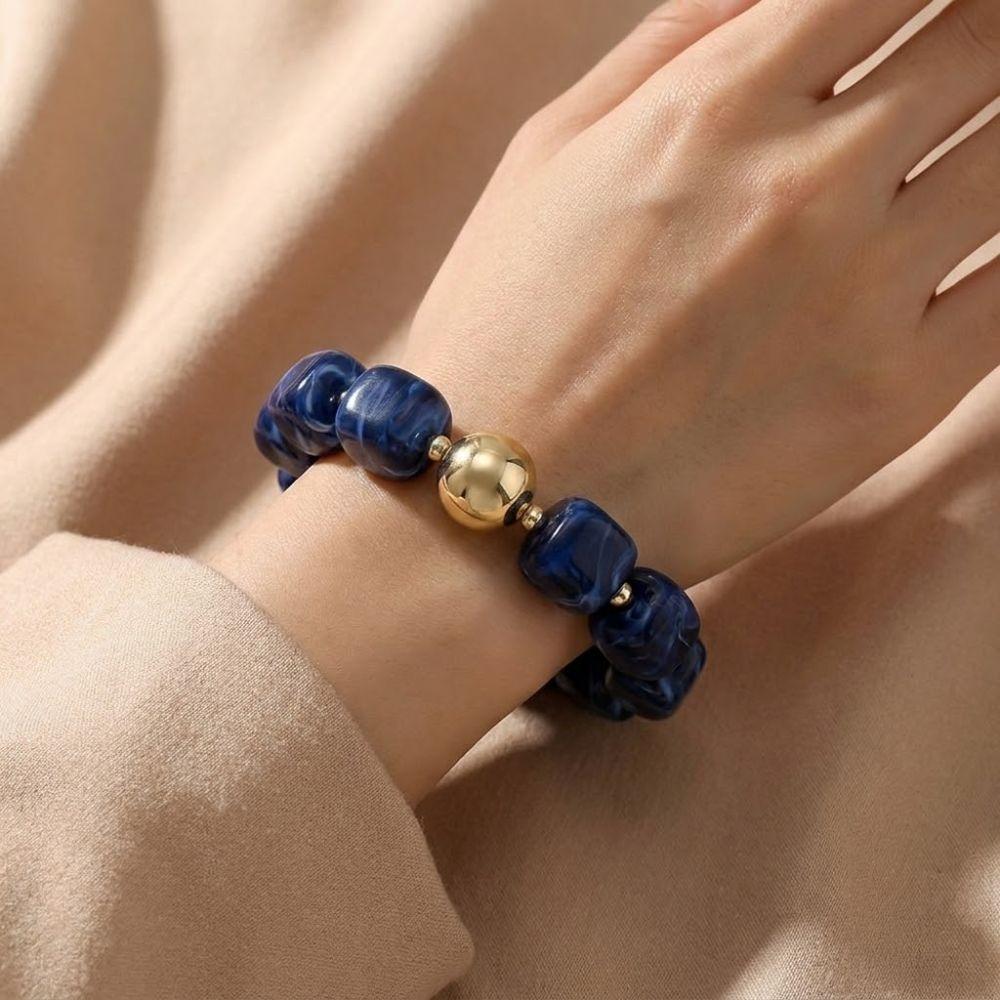 Acrylic Square Beads Bracelet Colorful Stack Hand Chain Elastic Geometric Bracelet Party Jewelry