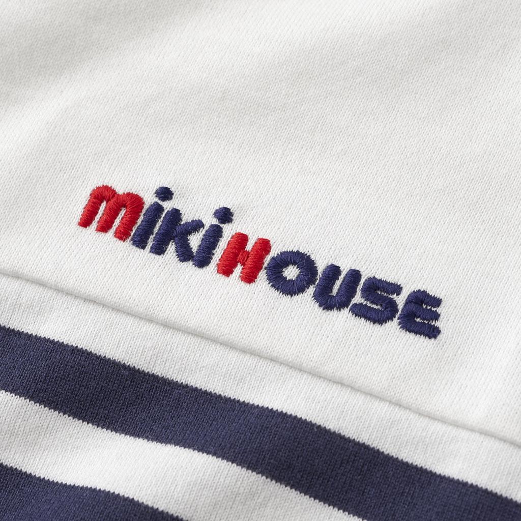 Short Made in Going to Navy Blue [MIKI HOUSE] T-shirt, Sleeve, Border, Logo, Simple, Japan, Boys, Girls, Babies, Kids, Children's Clothing,