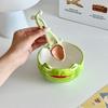 Cute Frog Shaped Ceramic Salad Bowl with Spoon Family Fruit Snack Dinner Bowls Cartoon Tableware Kitchen Utensils Accessories