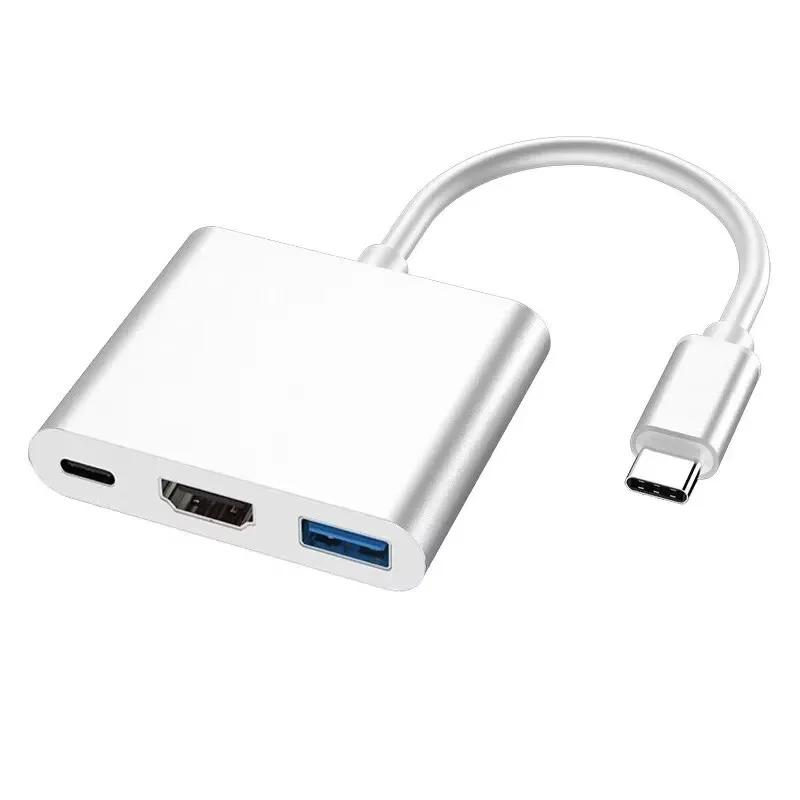 4K 1080P Typ C na HDMI-kompatibilní / USB 3.0 / Typ C 3 v 1 Kabelový konvertor Thunderbolt 3 Přepínač na HDMI-kompatibilní Adaptérový kabel