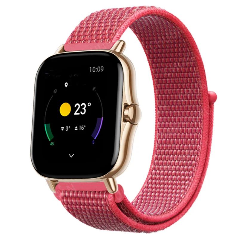 20mm/22mm Nylon Loop watch band For Amazfit GTS/4/2e/3/GTS2 Mini/GTR 4/3 pro/47mm/GTR2/2e/stratos Bracelet Amazfit bip-u strap
