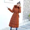 Womens Long Puffer Coat With Faux Fur Collar Winter Slim Fit Hooded Parka
