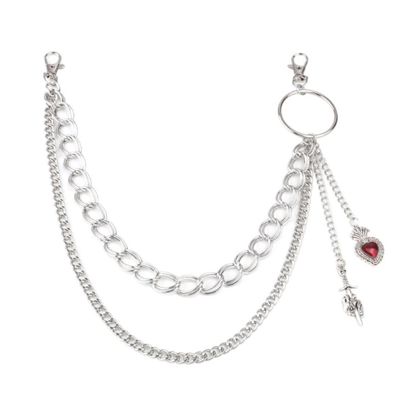 

Heart Charm Jeans Chain for Women Men Decorative Waist Chain Wallet Chain Multilayer Metal Hiphop Chain for Street Wear 1