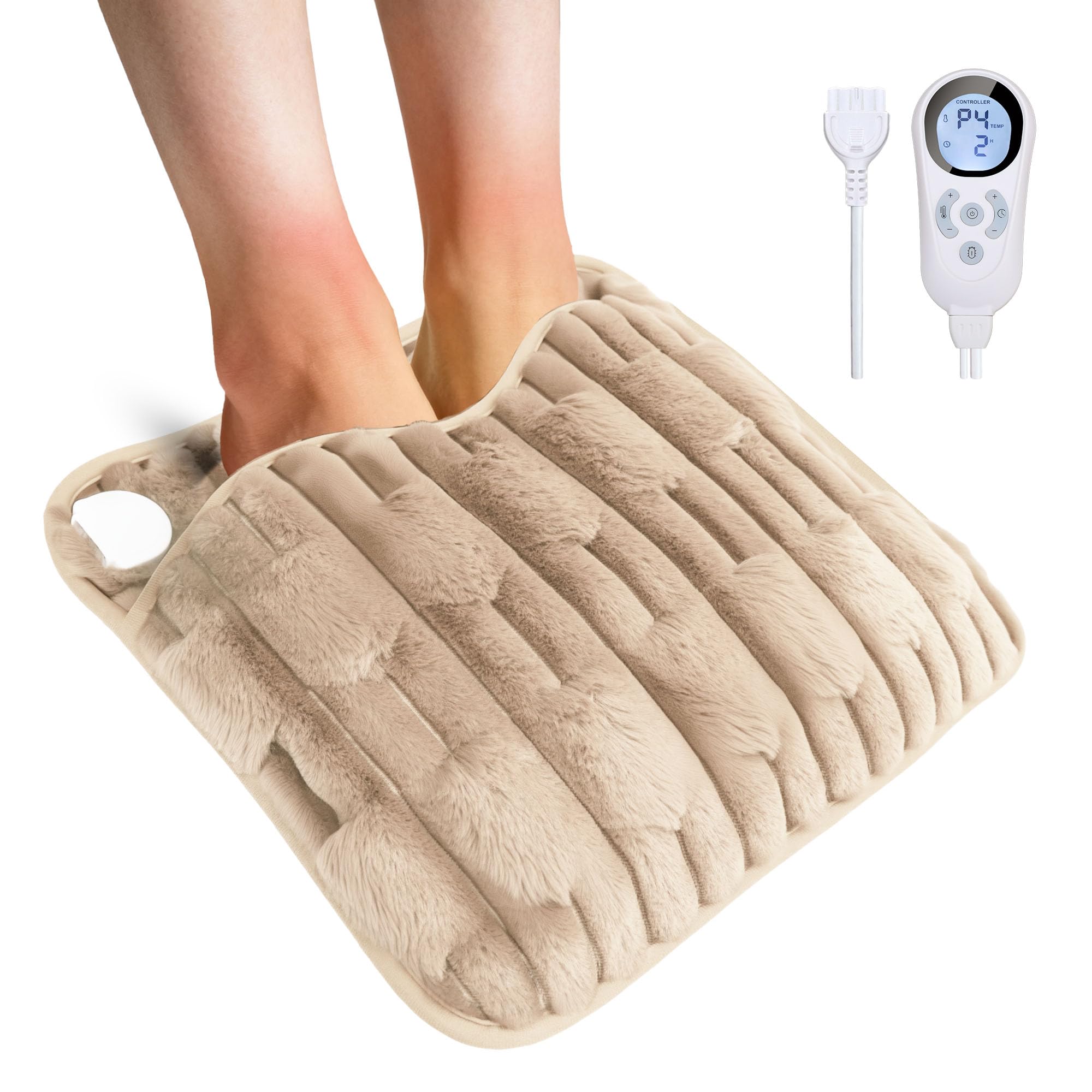 

Haikawi Электрическая грелка для ног из мягкой флисовой ткани с защитой от перегрева, 6 температур, 5 таймеров, горячая для холодных ног, 42 см x 42 см [Новинка 2025] - Быстро нагревающаяся,