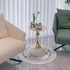 Light Luxury Small Coffee Table, Metal Top Sofa Side Table with Stable Anti-Tipping Base,Portable End Table for Home Cafe Office