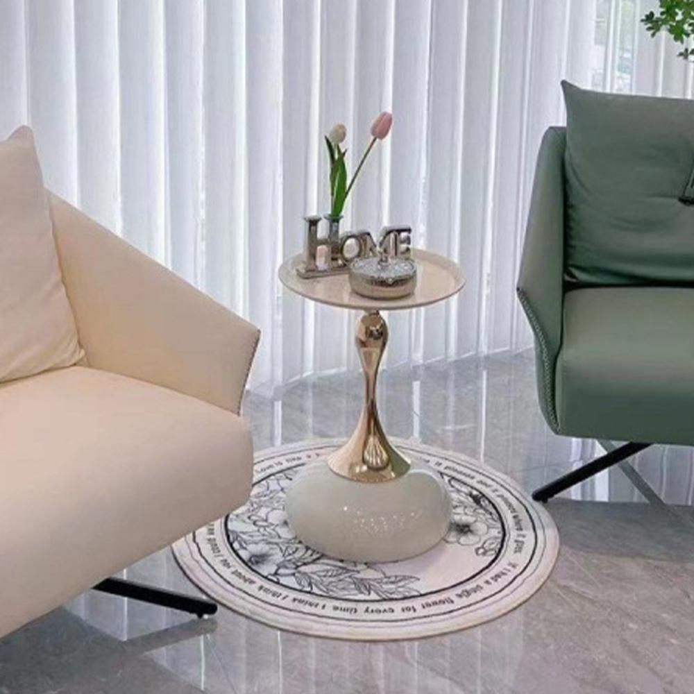 Light Luxury Small Coffee Table, Metal Top Sofa Side Table with Stable Anti-Tipping Base,Portable End Table for Home Cafe Office