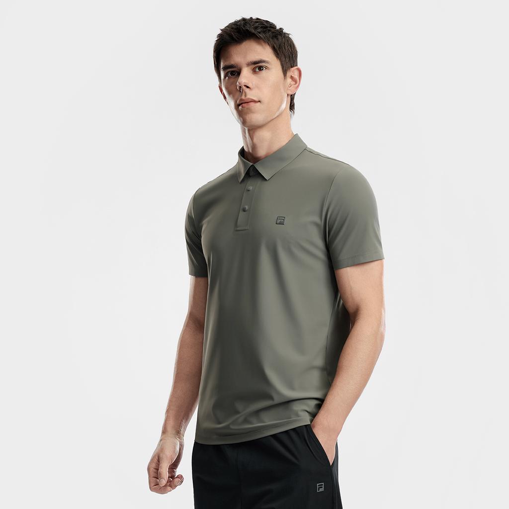 FILA Fitness Series Classic Simple Sports Training Casual Versatile Short Sleeve Polo Shirt Men tops Army-Green A51M621110FKK