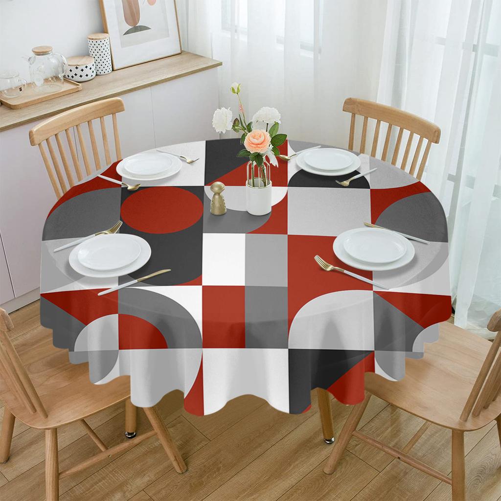 Nordic Retro Medieval Geometric Abstract Round Tablecloth Waterproof Table Cover For Wedding Party Decor Dining Table Cover