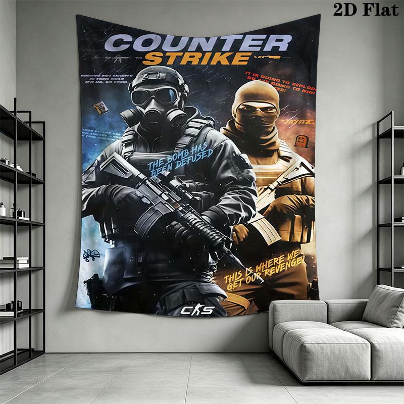 Counter-Strike 2 Wall Hanging Printed Fabric Blanket Decorative Tapestries for Bedroom Living Room Home Decor