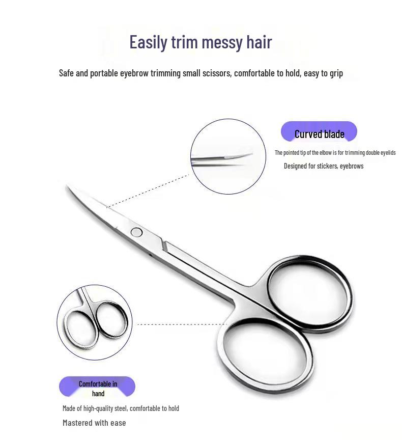 Stainless Steel Eyelash & Eyebrow Trimming Scissors for Beauty Salons