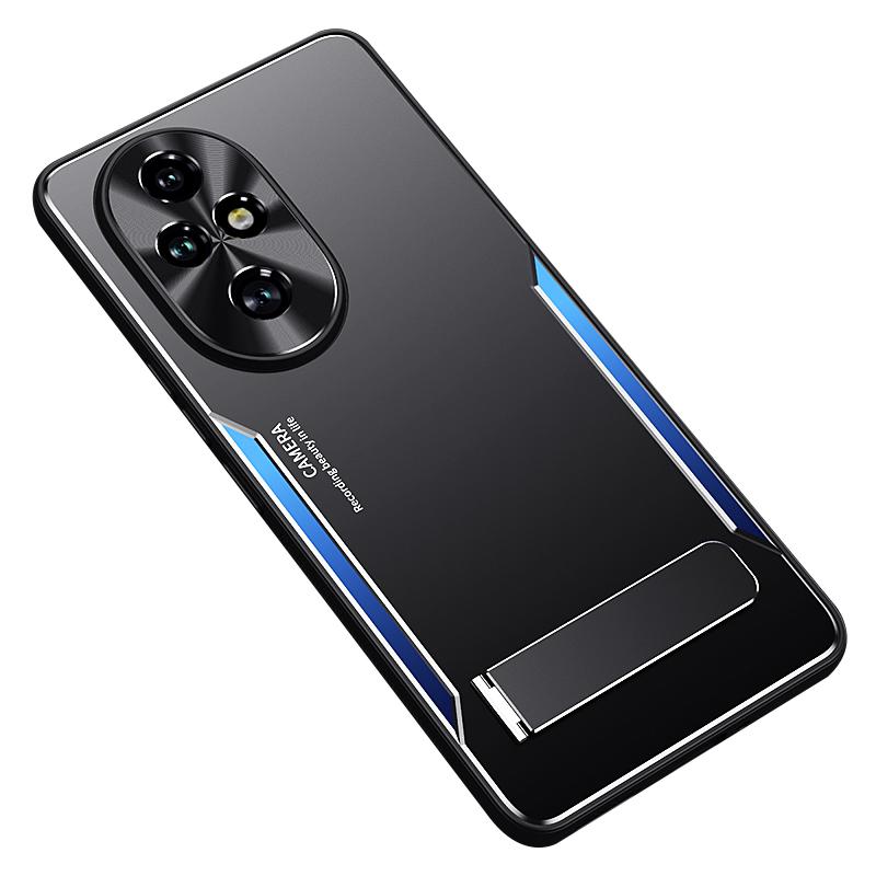 

Для Honor 200 Pro 5G Чехол Алюминиевый сплав+ТПУ Противоударный чехол для телефона с подставкой Blue