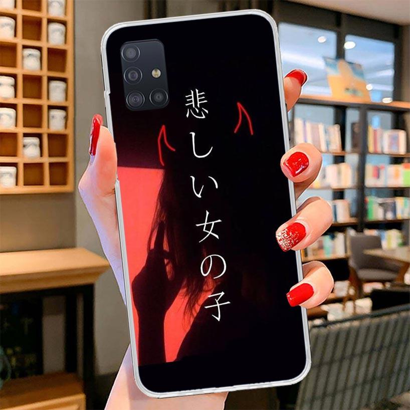 

Japanese Aesthetic Text Letter Cover Phone Case For Samsung Galaxy A12 A22 A32 A52 A72 A02S Phone Case Note 20 Ultra 10 S10 Plus Samsung A02